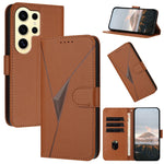 Custodia per telefono in pelle con fibbia a motivo triangolare, For Samsung Galaxy S24 Ultra 5G, For Samsung Galaxy S24+ 5G, For Samsung Galaxy S24 5G