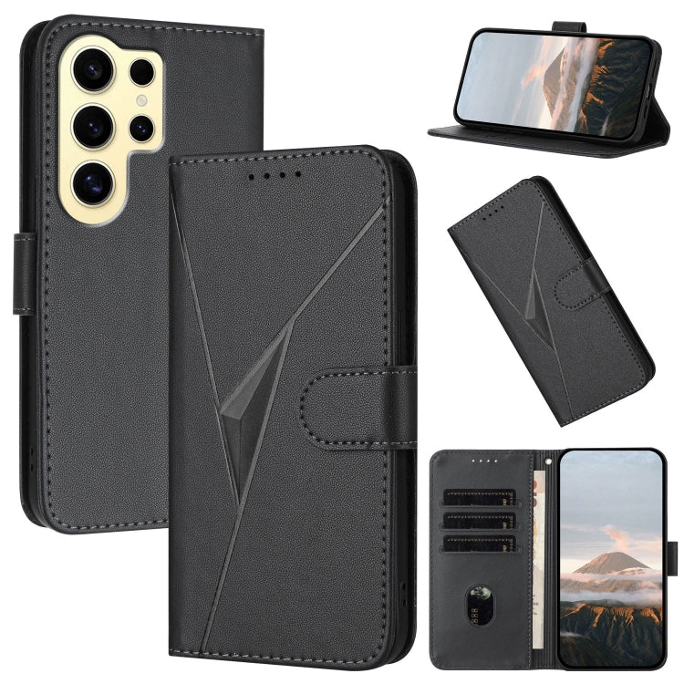 Custodia per telefono in pelle con fibbia a motivo triangolare, For Samsung Galaxy S24 Ultra 5G, For Samsung Galaxy S24+ 5G, For Samsung Galaxy S24 5G