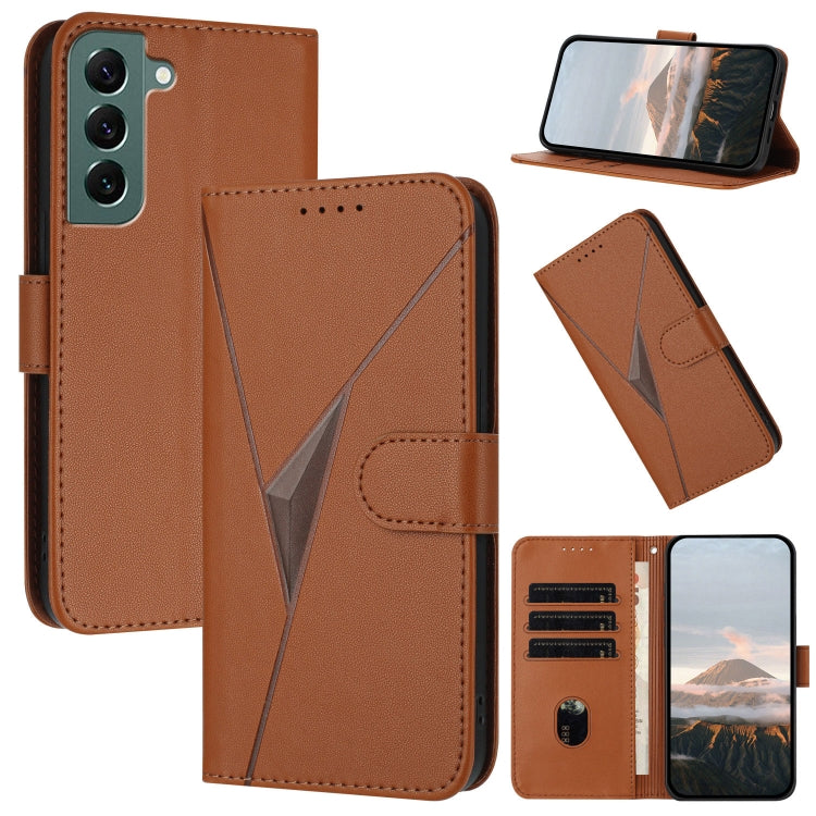 Custodia per telefono in pelle con fibbia a motivo triangolare, For Samsung Galaxy S22+ 5G, For Samsung Galaxy S22 5G, For Samsung Galaxy S21 FE 5G