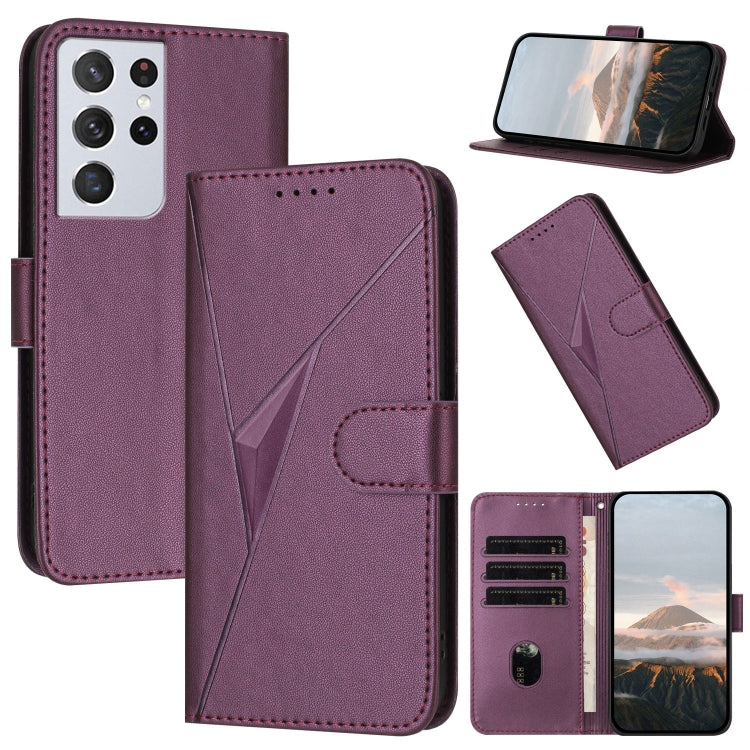 Custodia per telefono in pelle con fibbia a motivo triangolare, For Samsung Galaxy S21 5G, For Samsung Galaxy S21+ 5G, For Samsung Galaxy S21 Ultra 5G