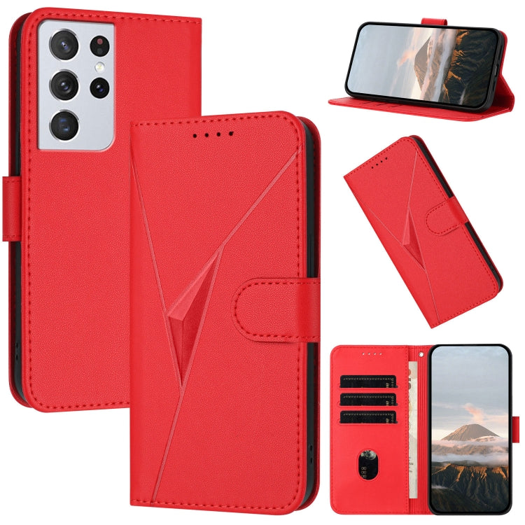 Custodia per telefono in pelle con fibbia a motivo triangolare, For Samsung Galaxy S21 5G, For Samsung Galaxy S21+ 5G, For Samsung Galaxy S21 Ultra 5G