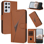 Custodia per telefono in pelle con fibbia a motivo triangolare, For Samsung Galaxy S21 5G, For Samsung Galaxy S21+ 5G, For Samsung Galaxy S21 Ultra 5G