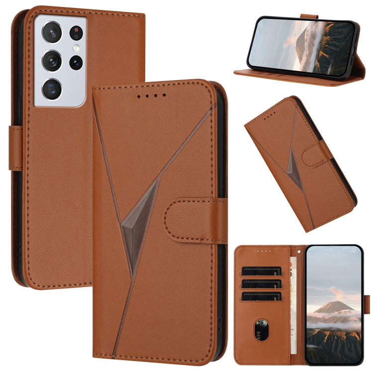 Custodia per telefono in pelle con fibbia a motivo triangolare, For Samsung Galaxy S21 5G, For Samsung Galaxy S21+ 5G, For Samsung Galaxy S21 Ultra 5G