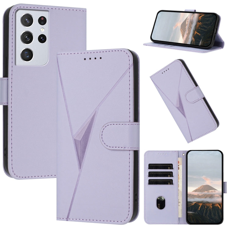 Custodia per telefono in pelle con fibbia a motivo triangolare, For Samsung Galaxy S21 5G, For Samsung Galaxy S21+ 5G, For Samsung Galaxy S21 Ultra 5G