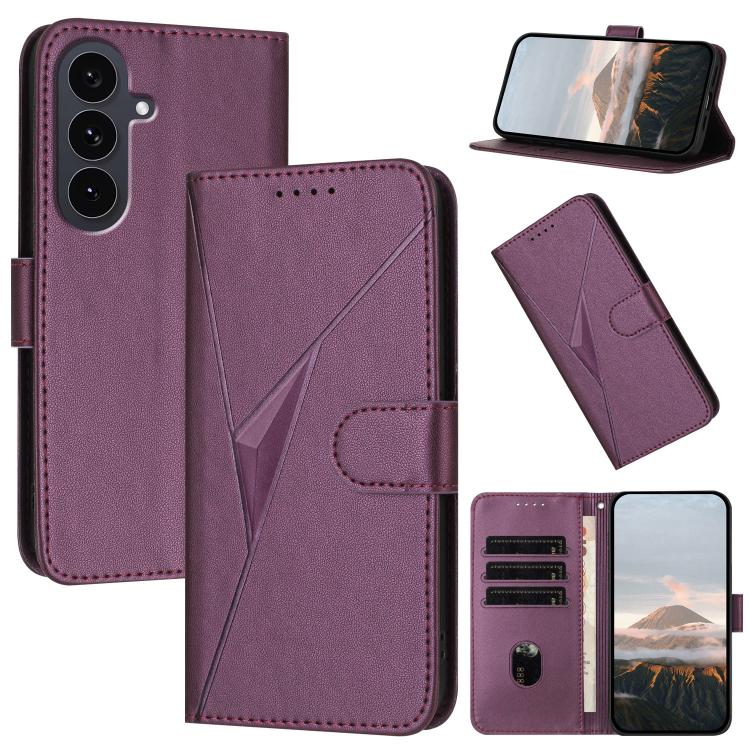 Custodia per telefono in pelle con fibbia a motivo triangolare, For Samsung Galaxy S26 5G, For Samsung Galaxy S25 FE 5G, For Samsung Galaxy S25 5G