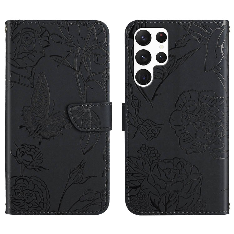 Custodia per telefono in pelle con motivo a farfalla in rilievo Skin Feel, For Samsung Galaxy S25+ 5G, For Samsung Galaxy S25 Ultra 5G
