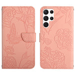 Custodia per telefono in pelle con motivo a farfalla in rilievo Skin Feel, For Samsung Galaxy S25+ 5G, For Samsung Galaxy S25 Ultra 5G