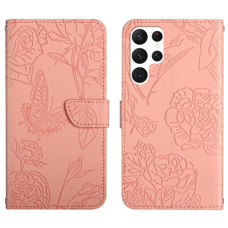 Custodia per telefono in pelle con motivo a farfalla in rilievo Skin Feel, For Samsung Galaxy S25+ 5G, For Samsung Galaxy S25 Ultra 5G