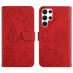 Custodia per telefono in pelle con motivo a farfalla in rilievo Skin Feel, For Samsung Galaxy S25+ 5G, For Samsung Galaxy S25 Ultra 5G