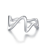 Anello da donna con curva a onda semplice in argento sterling S925