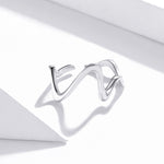 Anello da donna con curva a onda semplice in argento sterling S925