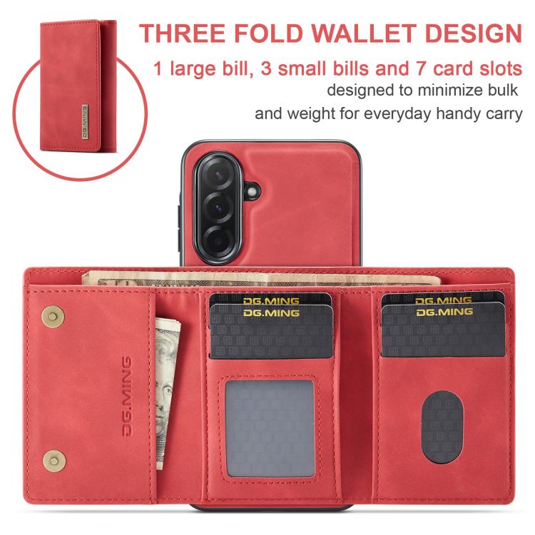 Portafoglio multi-carta DG.MING M1 Series 3-Fold + custodia magnetica per telefono, For Samsung Galaxy A57 5G, For Samsung Galaxy A37 5G, For Galaxy A27 5G, For Samsung Galaxy A17 4G / 5G