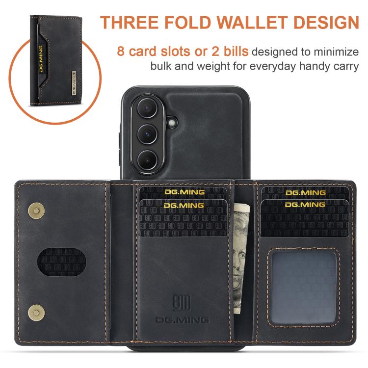 DG.MING M2 Series Borsa multi-carta a 3 pieghe + Custodia magnetica per telefono, For Samsung Galaxy A56 5G, For Samsung Galaxy A26 5G, For Samsung Galaxy A16 5G