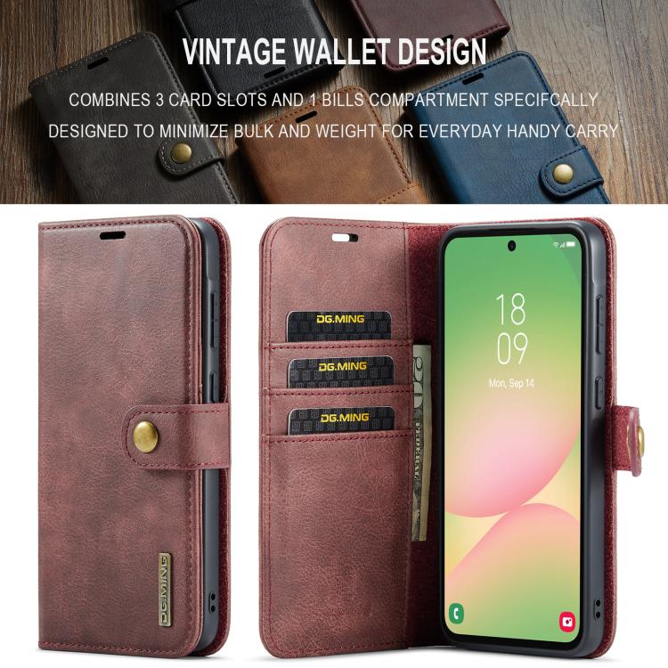 DG.MING Crazy Horse Texture Custodia in pelle magnetica staccabile, For Samsung Galaxy A56 5G, For Samsung Galaxy A26 5G, For Samsung Galaxy A16 5G, For Galaxy A14 5G / 4G