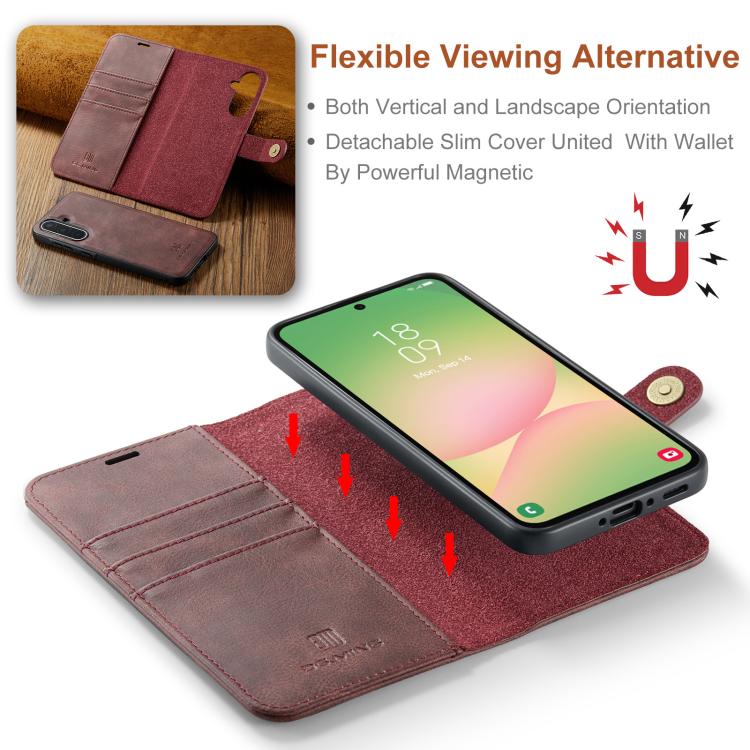 DG.MING Crazy Horse Texture Custodia in pelle magnetica staccabile, For Samsung Galaxy A56 5G, For Samsung Galaxy A26 5G, For Samsung Galaxy A16 5G, For Galaxy A14 5G / 4G