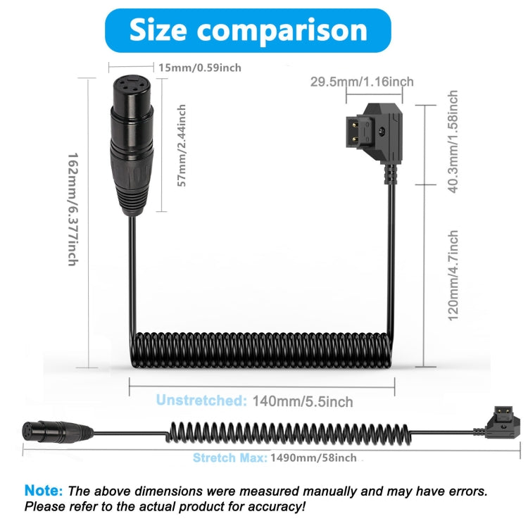 Cavo alimentazione spirale D-Tap a XLR 4 pin 1,5 m