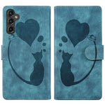 Custodia per telefono in pelle goffrata con motivo a cuore e gatto, For Samsung Galaxy S25 FE 5G, For Samsung Galaxy S25 5G, For Samsung Galaxy S25+ 5G, For Samsung Galaxy S25 Ultra 5G