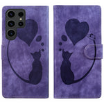 Custodia per telefono in pelle goffrata con motivo a cuore e gatto, For Samsung Galaxy S25 FE 5G, For Samsung Galaxy S25 5G, For Samsung Galaxy S25+ 5G, For Samsung Galaxy S25 Ultra 5G
