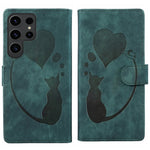 Custodia per telefono in pelle goffrata con motivo a cuore e gatto, For Samsung Galaxy S25 FE 5G, For Samsung Galaxy S25 5G, For Samsung Galaxy S25+ 5G, For Samsung Galaxy S25 Ultra 5G