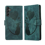 Custodia per telefono in pelle goffrata con motivo a cuore e gatto, For Samsung Galaxy S25 FE 5G, For Samsung Galaxy S25 5G, For Samsung Galaxy S25+ 5G, For Samsung Galaxy S25 Ultra 5G