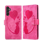 Custodia per telefono in pelle goffrata con motivo a cuore e gatto, For Samsung Galaxy S25 FE 5G, For Samsung Galaxy S25 5G, For Samsung Galaxy S25+ 5G, For Samsung Galaxy S25 Ultra 5G