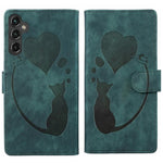 Custodia per telefono in pelle goffrata con motivo a cuore e gatto, For Galaxy S26 FE 5G, For Samsung Galaxy S26+ 5G, For Samsung Galaxy S26 Ultra 5G, For Samsung Galaxy S26 5G