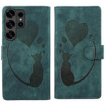 Custodia per telefono in pelle goffrata con motivo a cuore e gatto, For Galaxy S26 FE 5G, For Samsung Galaxy S26+ 5G, For Samsung Galaxy S26 Ultra 5G, For Samsung Galaxy S26 5G