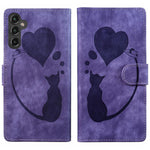 Custodia per telefono in pelle goffrata con motivo a cuore e gatto, For Galaxy S26 FE 5G, For Samsung Galaxy S26+ 5G, For Samsung Galaxy S26 Ultra 5G, For Samsung Galaxy S26 5G