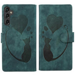Custodia per telefono in pelle goffrata con motivo a cuore e gatto, For Galaxy S26 FE 5G, For Samsung Galaxy S26+ 5G, For Samsung Galaxy S26 Ultra 5G, For Samsung Galaxy S26 5G