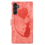 Custodia per telefono in pelle goffrata con motivo a cuore e gatto, For Galaxy S26 FE 5G, For Samsung Galaxy S26+ 5G, For Samsung Galaxy S26 Ultra 5G, For Samsung Galaxy S26 5G