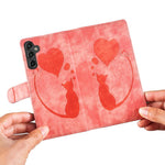 Custodia per telefono in pelle goffrata con motivo a cuore e gatto, For Galaxy S26 FE 5G, For Samsung Galaxy S26+ 5G, For Samsung Galaxy S26 Ultra 5G, For Samsung Galaxy S26 5G