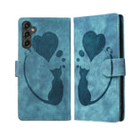 Custodia per telefono in pelle goffrata con motivo a cuore e gatto, For Galaxy S26 FE 5G, For Samsung Galaxy S26+ 5G, For Samsung Galaxy S26 Ultra 5G, For Samsung Galaxy S26 5G