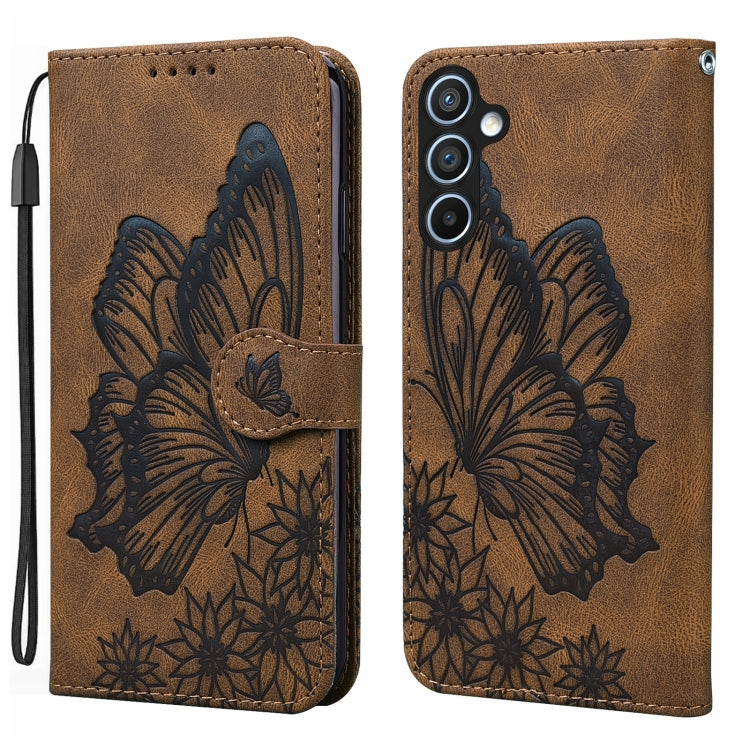 Custodia per telefono in pelle con flip orizzontale e motivo a farfalle in rilievo, effetto pelle retrò, For Samsung Galaxy S25 FE 5G, For Samsung Galaxy S25 5G, For Samsung Galaxy S25+ 5G, For Samsung Galaxy S25 Ultra 5G