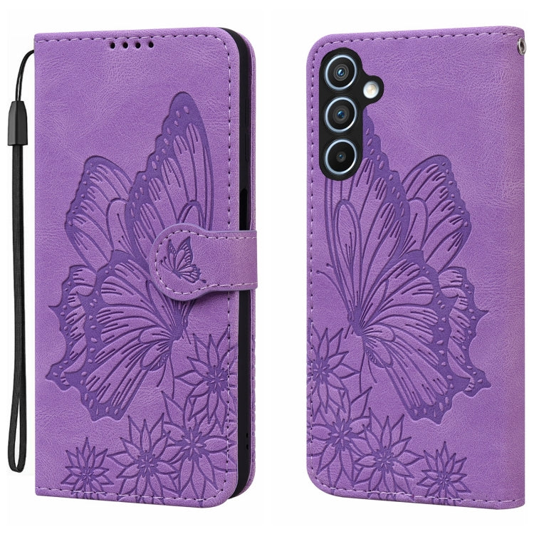 Custodia per telefono in pelle con flip orizzontale e motivo a farfalle in rilievo, effetto pelle retrò, For Samsung Galaxy S25 FE 5G, For Samsung Galaxy S25 5G, For Samsung Galaxy S25+ 5G, For Samsung Galaxy S25 Ultra 5G