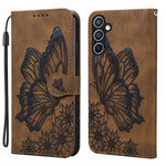 Custodia per telefono in pelle con flip orizzontale e motivo a farfalle in rilievo, effetto pelle retrò, For Samsung Galaxy S25 FE 5G, For Samsung Galaxy S25 5G, For Samsung Galaxy S25+ 5G, For Samsung Galaxy S25 Ultra 5G