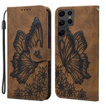 Custodia per telefono in pelle con flip orizzontale e motivo a farfalle in rilievo, effetto pelle retrò, For Samsung Galaxy S25 FE 5G, For Samsung Galaxy S25 5G, For Samsung Galaxy S25+ 5G, For Samsung Galaxy S25 Ultra 5G