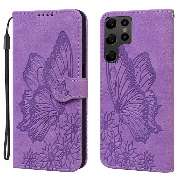 Custodia per telefono in pelle con flip orizzontale e motivo a farfalle in rilievo, effetto pelle retrò, For Samsung Galaxy S25 FE 5G, For Samsung Galaxy S25 5G, For Samsung Galaxy S25+ 5G, For Samsung Galaxy S25 Ultra 5G