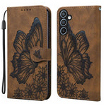 Custodia per telefono in pelle con flip orizzontale e motivo a farfalle in rilievo, effetto pelle retrò, For Samsung Galaxy S25 FE 5G, For Samsung Galaxy S25 5G, For Samsung Galaxy S25+ 5G, For Samsung Galaxy S25 Ultra 5G