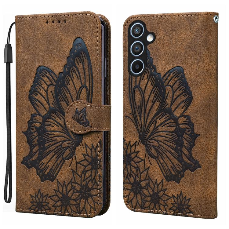 Custodia per telefono in pelle con flip orizzontale e motivo a farfalle in rilievo, effetto pelle retrò, For Samsung Galaxy S25 FE 5G, For Samsung Galaxy S25 5G, For Samsung Galaxy S25+ 5G, For Samsung Galaxy S25 Ultra 5G