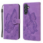 Custodia per telefono in pelle con flip orizzontale e motivo a farfalle in rilievo, effetto pelle retrò, For Samsung Galaxy S25 FE 5G, For Samsung Galaxy S25 5G, For Samsung Galaxy S25+ 5G, For Samsung Galaxy S25 Ultra 5G