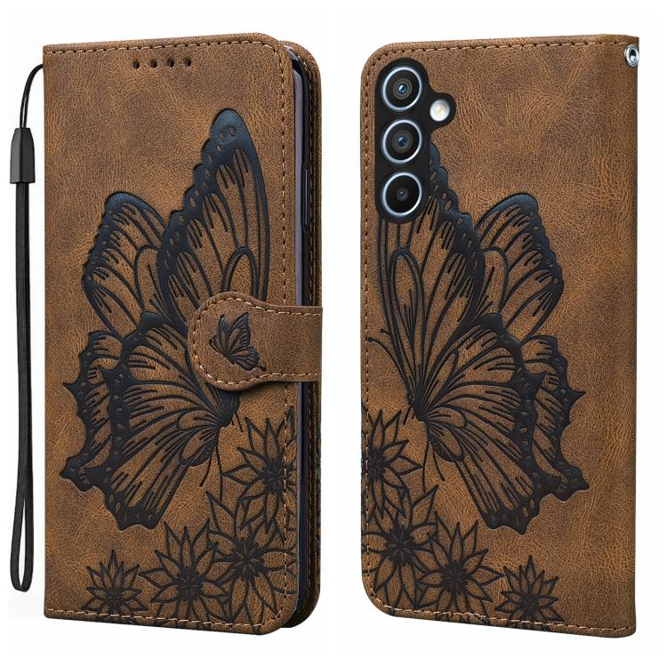 Custodia per telefono in pelle con flip orizzontale e motivo a farfalle in rilievo, effetto pelle retrò, For Galaxy S26 FE 5G, For Samsung Galaxy S26+ 5G, For Samsung Galaxy S26 Ultra 5G, For Samsung Galaxy S26 5G