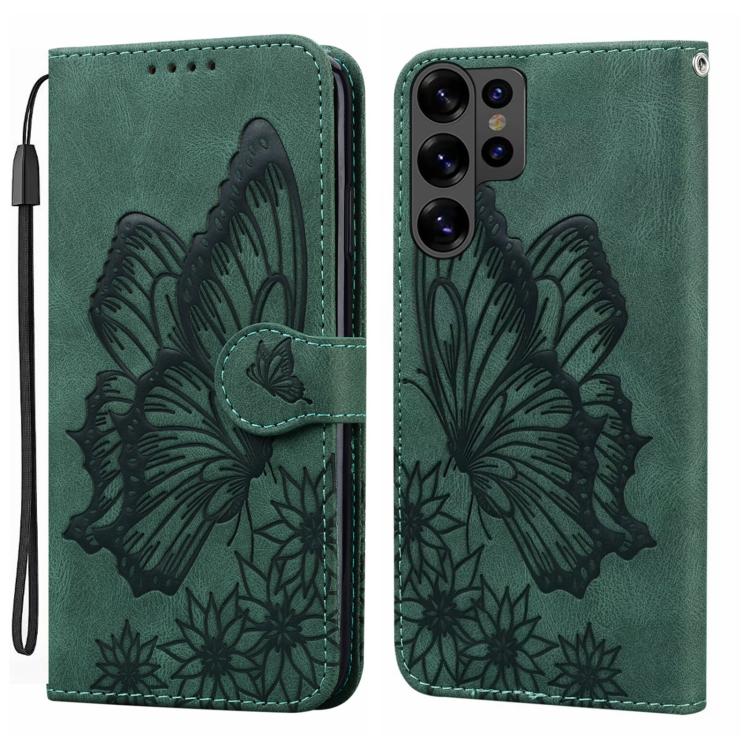 Custodia per telefono in pelle con flip orizzontale e motivo a farfalle in rilievo, effetto pelle retrò, For Galaxy S26 FE 5G, For Samsung Galaxy S26+ 5G, For Samsung Galaxy S26 Ultra 5G, For Samsung Galaxy S26 5G