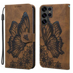 Custodia per telefono in pelle con flip orizzontale e motivo a farfalle in rilievo, effetto pelle retrò, For Galaxy S26 FE 5G, For Samsung Galaxy S26+ 5G, For Samsung Galaxy S26 Ultra 5G, For Samsung Galaxy S26 5G