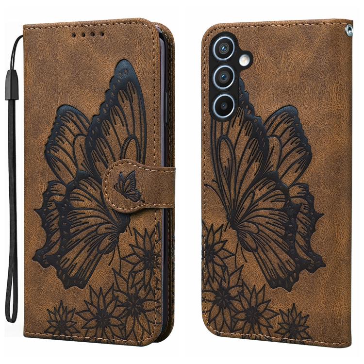 Custodia per telefono in pelle con flip orizzontale e motivo a farfalle in rilievo, effetto pelle retrò, For Galaxy S26 FE 5G, For Samsung Galaxy S26+ 5G, For Samsung Galaxy S26 Ultra 5G, For Samsung Galaxy S26 5G