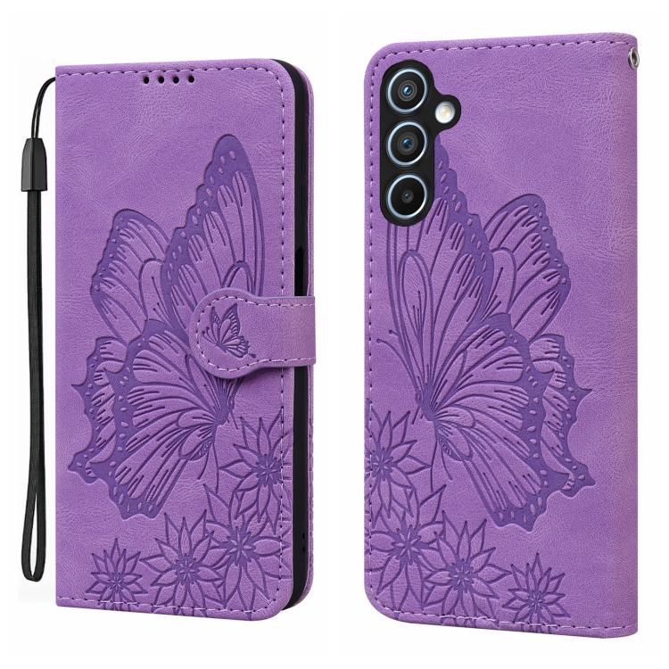 Custodia per telefono in pelle con flip orizzontale e motivo a farfalle in rilievo, effetto pelle retrò, For Galaxy S26 FE 5G, For Samsung Galaxy S26+ 5G, For Samsung Galaxy S26 Ultra 5G, For Samsung Galaxy S26 5G