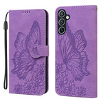 Custodia per telefono in pelle con flip orizzontale e motivo a farfalle in rilievo, effetto pelle retrò, For Galaxy S26 FE 5G, For Samsung Galaxy S26+ 5G, For Samsung Galaxy S26 Ultra 5G, For Samsung Galaxy S26 5G