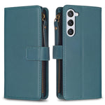 Custodia per telefono in pelle con cerniera e 9 scomparti per carte, For Samsung Galaxy S25 5G, For Samsung Galaxy S25+ 5G