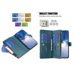 Custodia per telefono in pelle con cerniera e 9 scomparti per carte, For Samsung Galaxy S25 5G, For Samsung Galaxy S25+ 5G