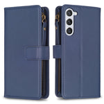 Custodia per telefono in pelle con cerniera e 9 scomparti per carte, For Samsung Galaxy S25 5G, For Samsung Galaxy S25+ 5G