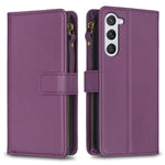 Custodia per telefono in pelle con cerniera e 9 scomparti per carte, For Samsung Galaxy S25 5G, For Samsung Galaxy S25+ 5G